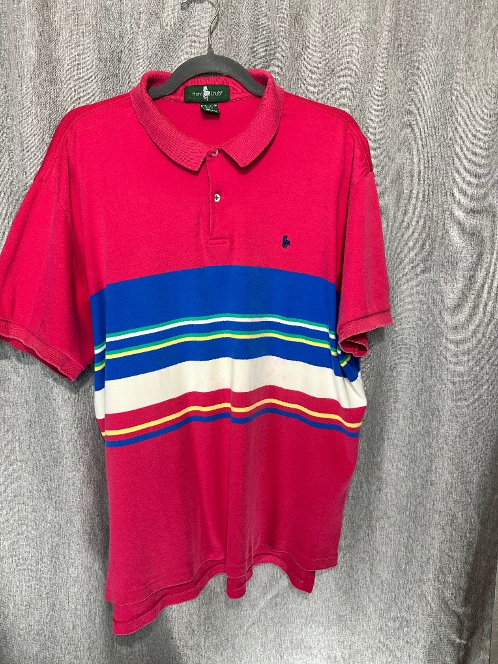 Vintage 90s Hunt Club Striped Polo Shirt Red Multicolor XL